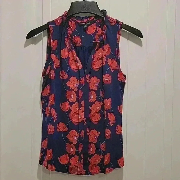 41 Hawthorn Blue Red Floral Sleeveless Top Size XS Petite - Picture 5 of 5
